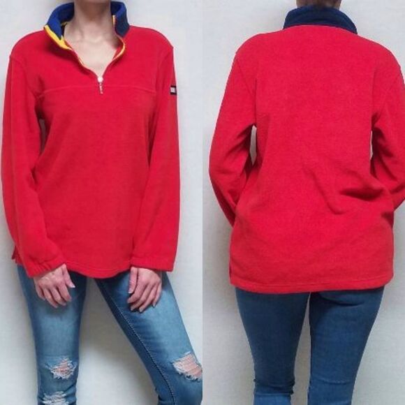 VINTAGE Tommy Hilfiger Fleece Quarter Zip Sweater - Picture 1 of 12